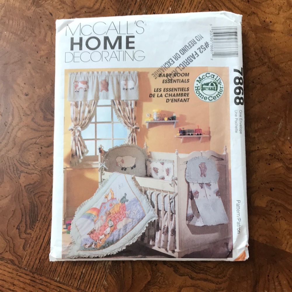 1995, Vintage McCall’s Home Decorating 7868 Sewing Pattern